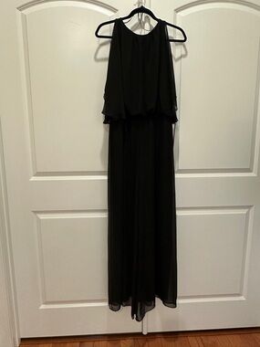 MSK Black Layered Chiffon Maxi Dress